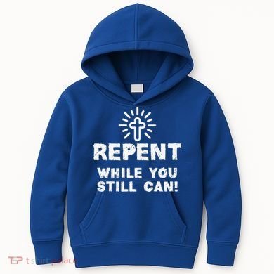 Repent While You Still Can! Christian (White) Kids Hoodie