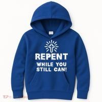 Repent While You Still Can! Christian (White) Kids Hoodie thumb 0