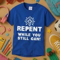 Repent While You Still Can! Christian (White) Kids T-Shirt thumb 3