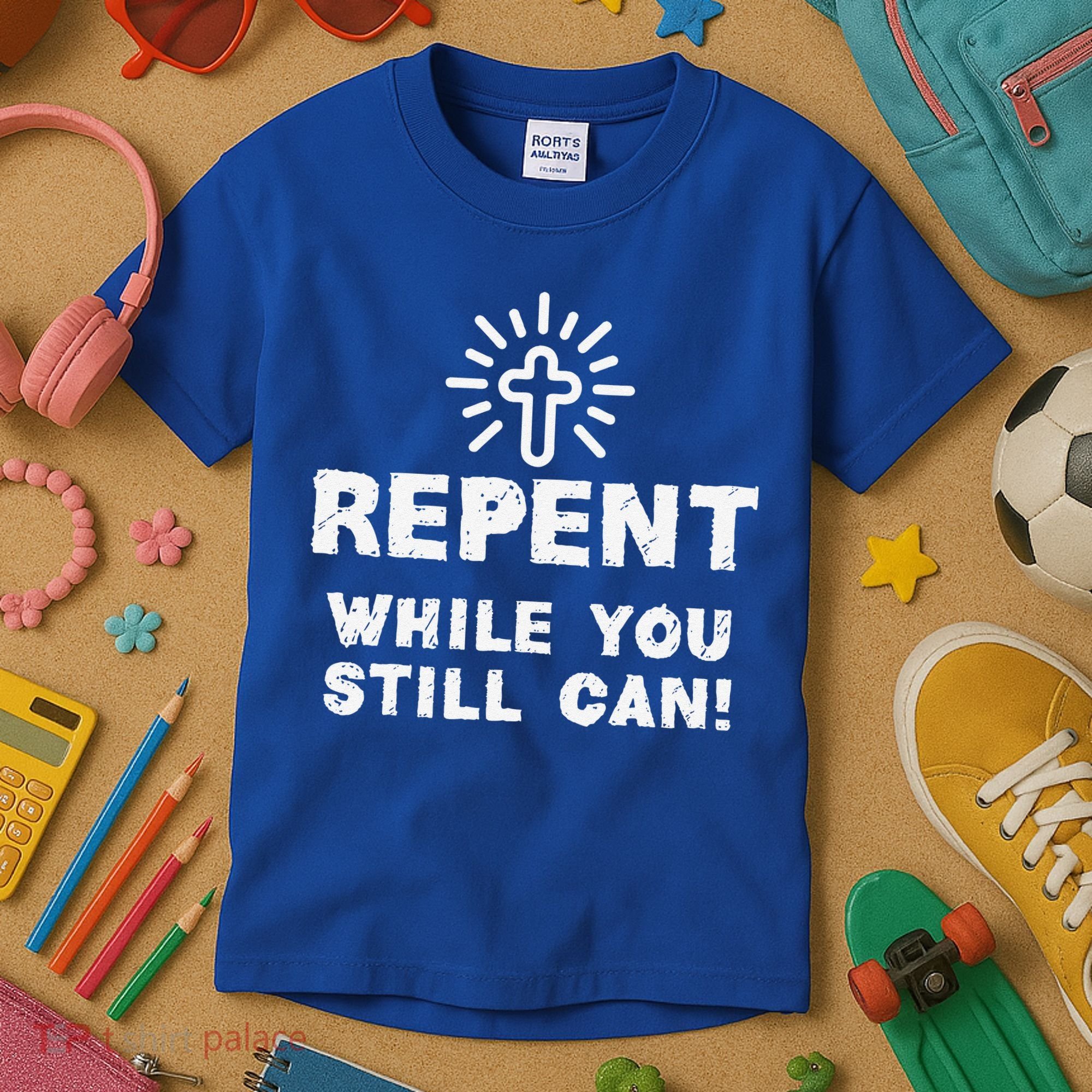 Repent While You Still Can! Christian (White) Kids T-Shirt