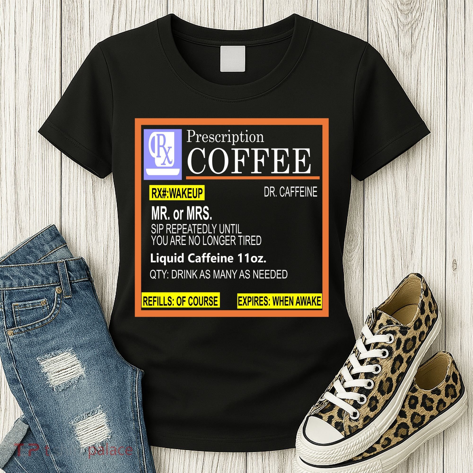 Rx Prescription Coffee Dr Caffeine Funny Women's T-Shirt