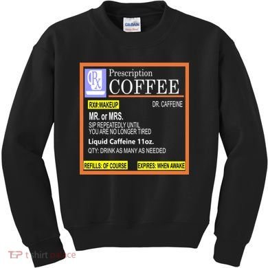 Rx Prescription Coffee Dr Caffeine Funny Kids Sweatshirt