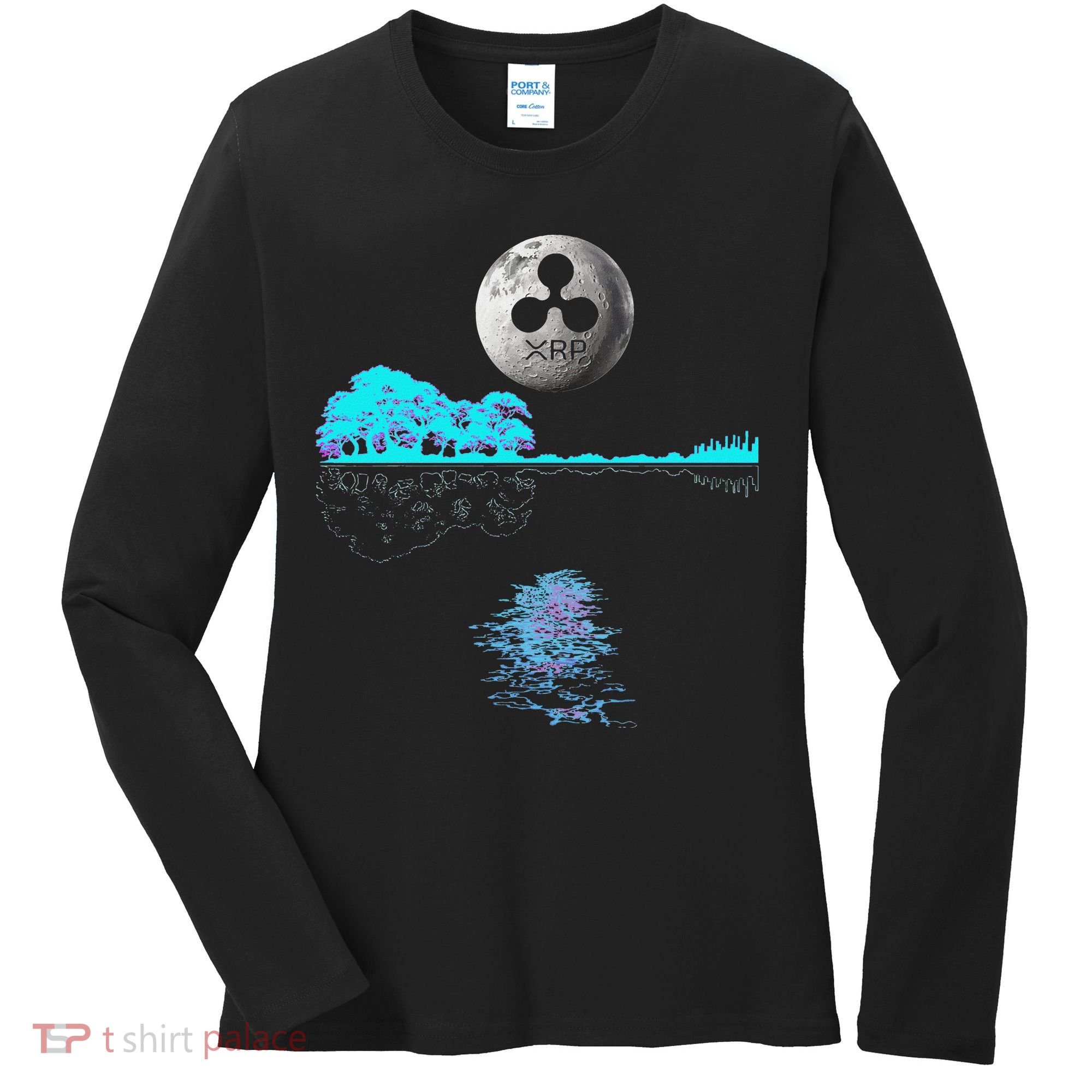 Ripple Xrp Guitar Lake Moon Ripple Hodler Women's Long Sleeve Shirt