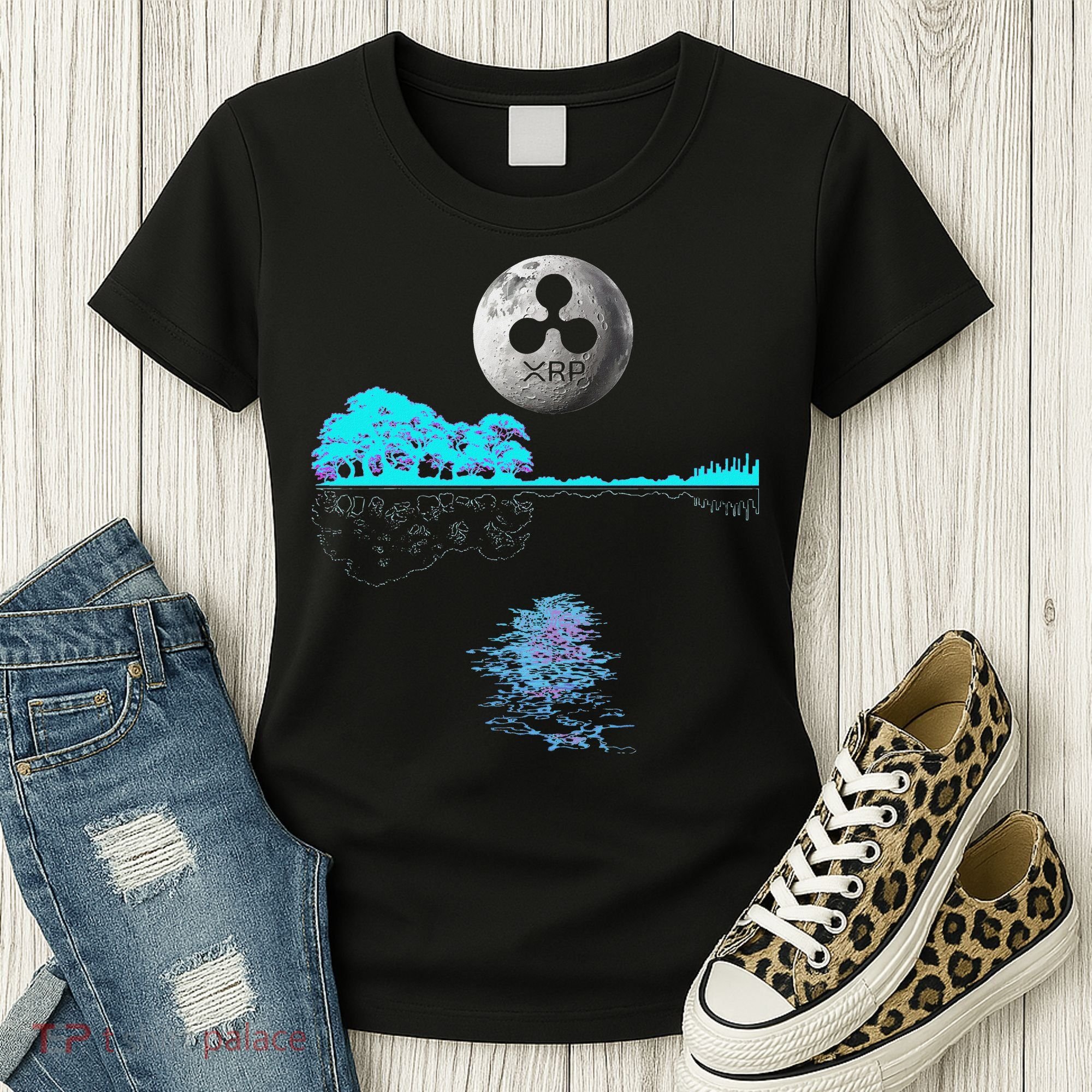 Ripple Xrp Guitar Lake Moon Ripple Hodler Women's T-Shirt