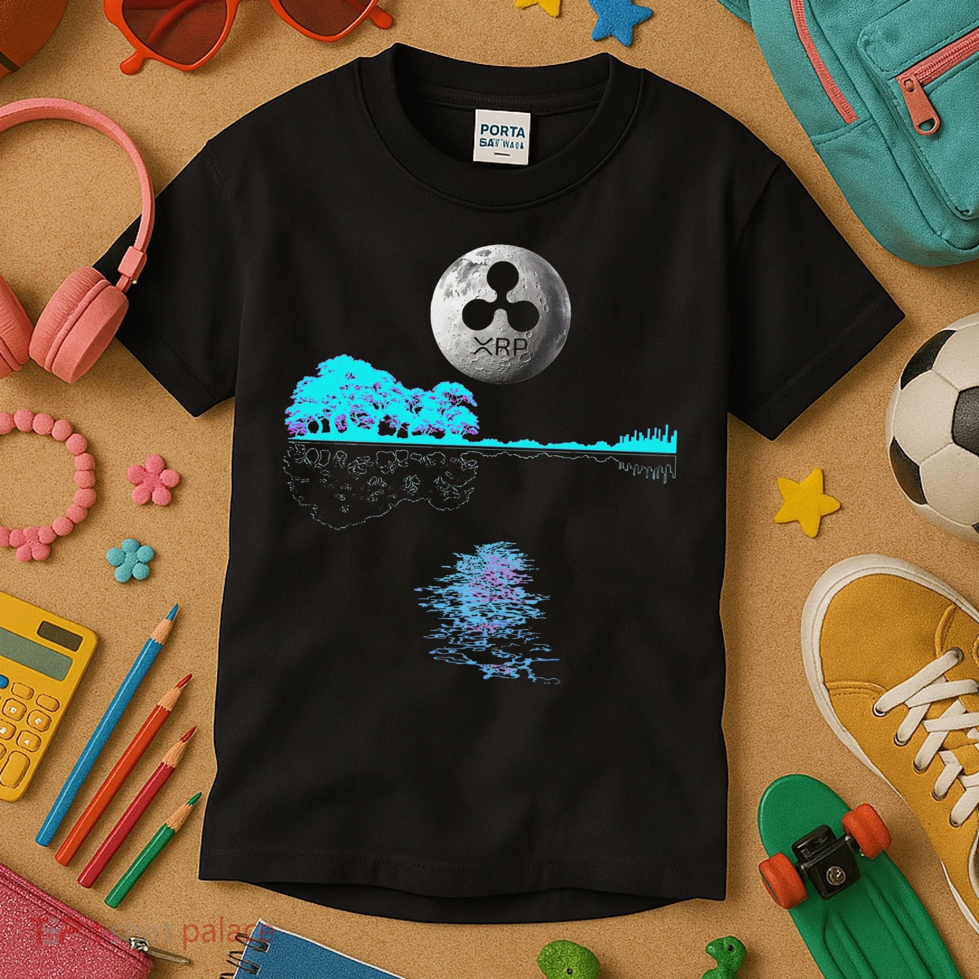 Ripple Xrp Guitar Lake Moon Ripple Hodler Kids T-Shirt