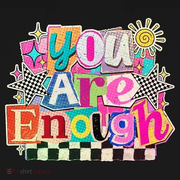 Retro You Are Enough Collage Bucket Hat