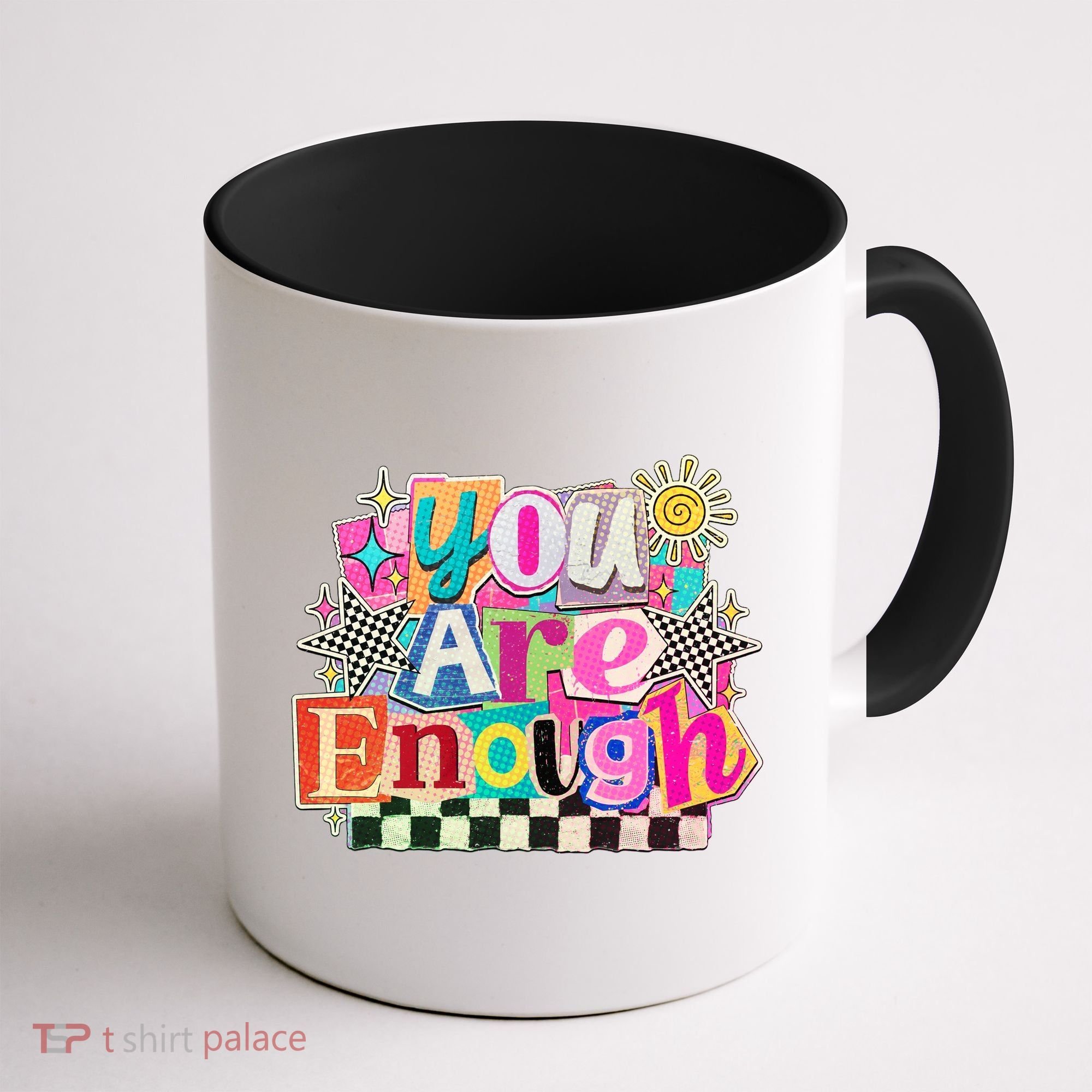 Retro You Are Enough Collage Coffee Mug