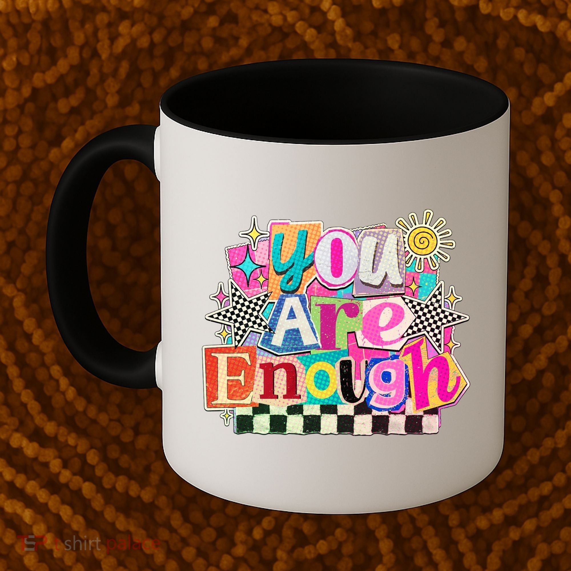 Retro You Are Enough Collage Coffee Mug