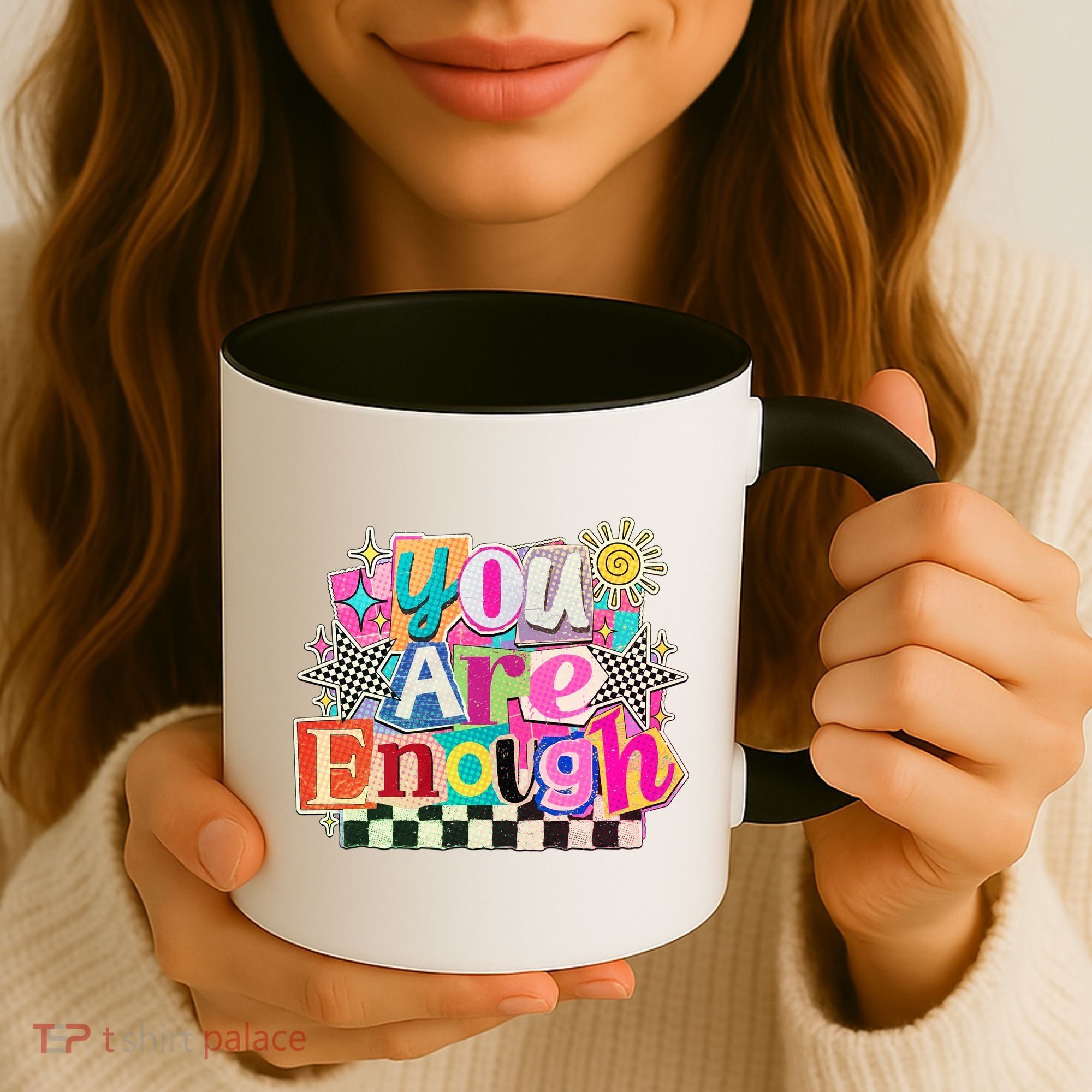Retro You Are Enough Collage Coffee Mug