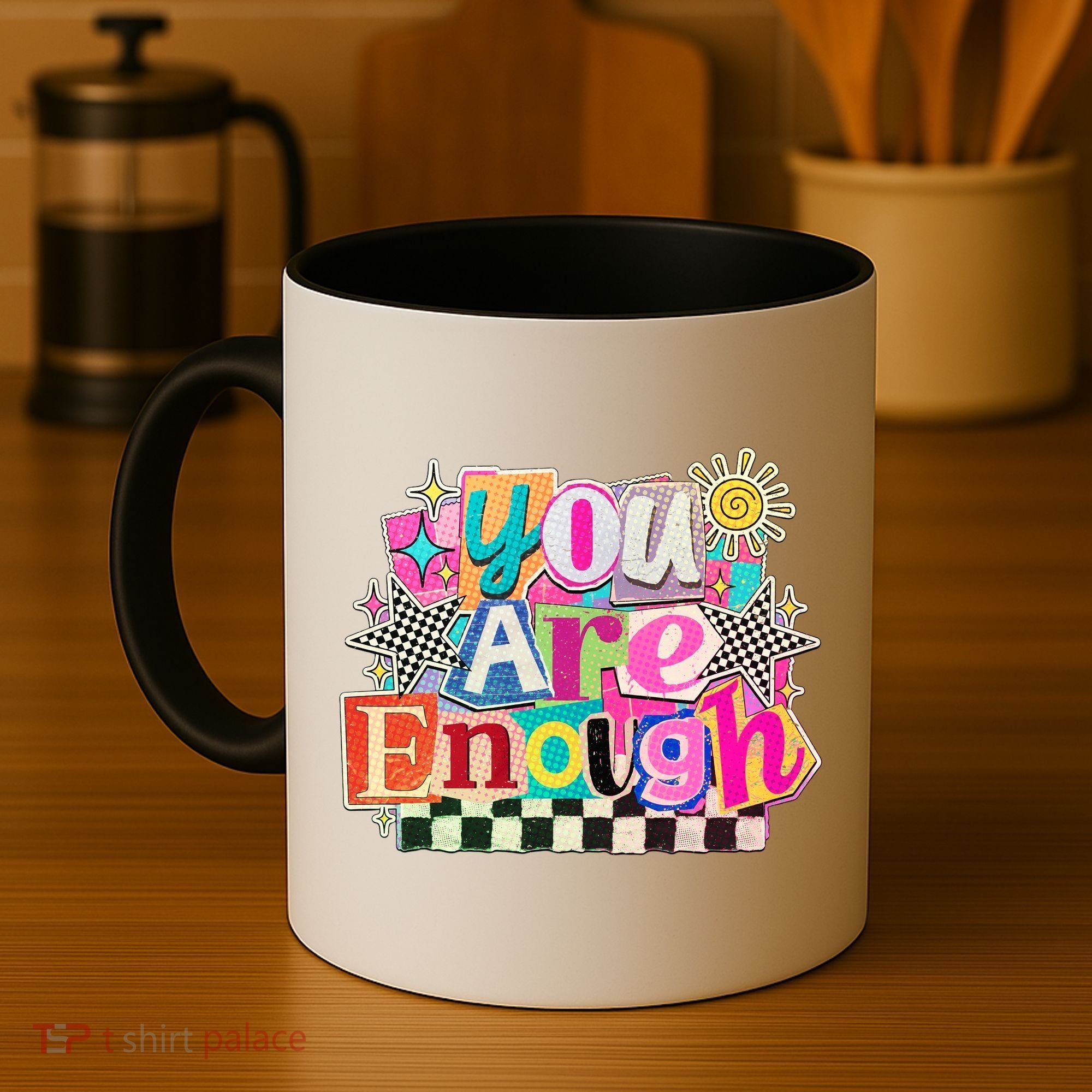 Retro You Are Enough Collage Coffee Mug