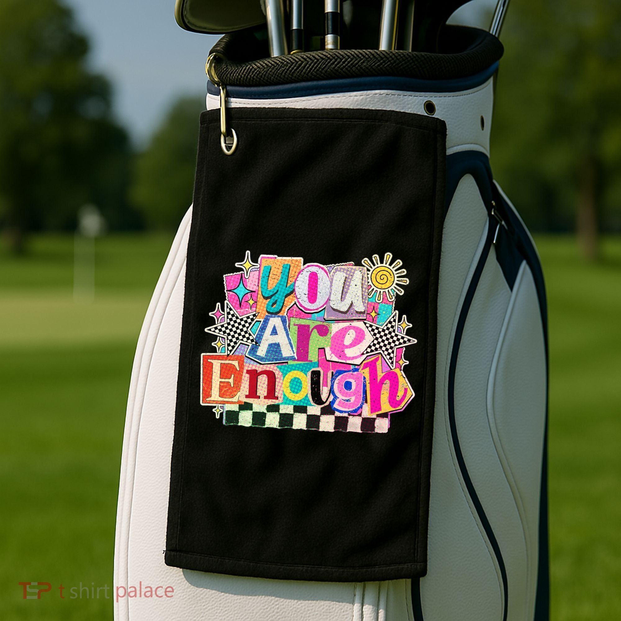 Retro You Are Enough Collage Golf Towel