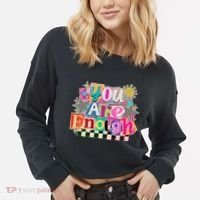 Retro You Are Enough Collage Cropped Pullover Crew thumb 2