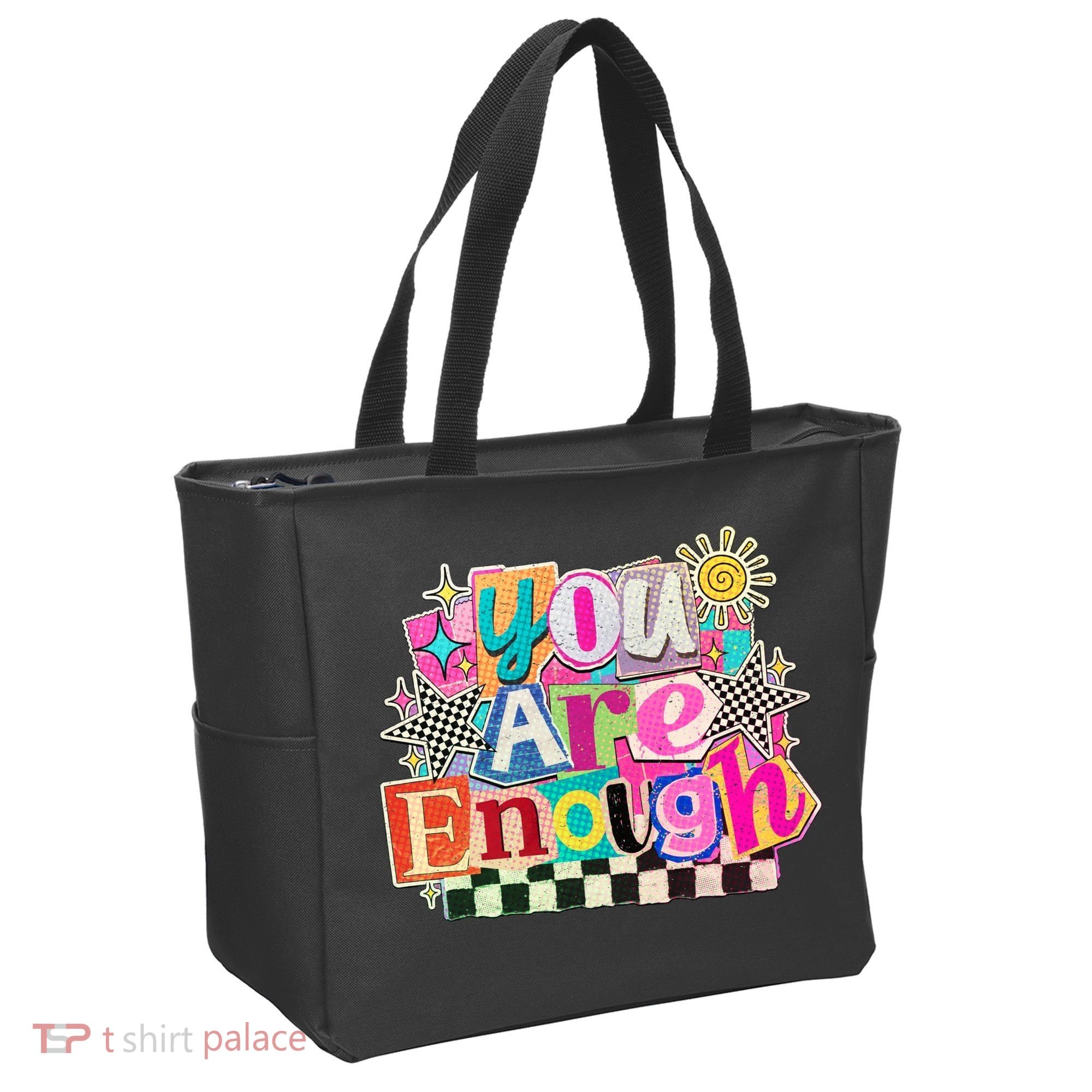 Retro You Are Enough Collage Tote Bag