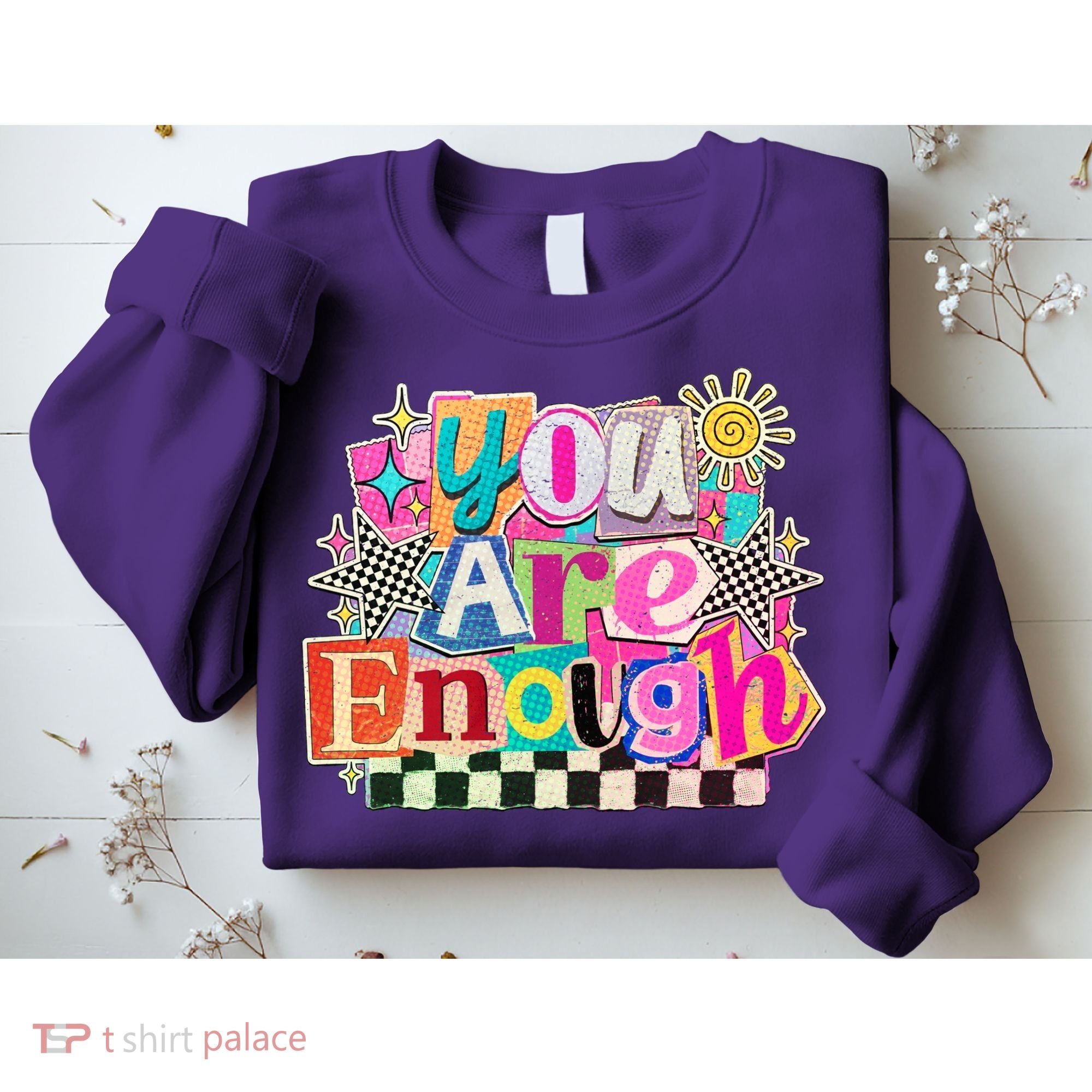 Retro You Are Enough Collage Sweatshirt