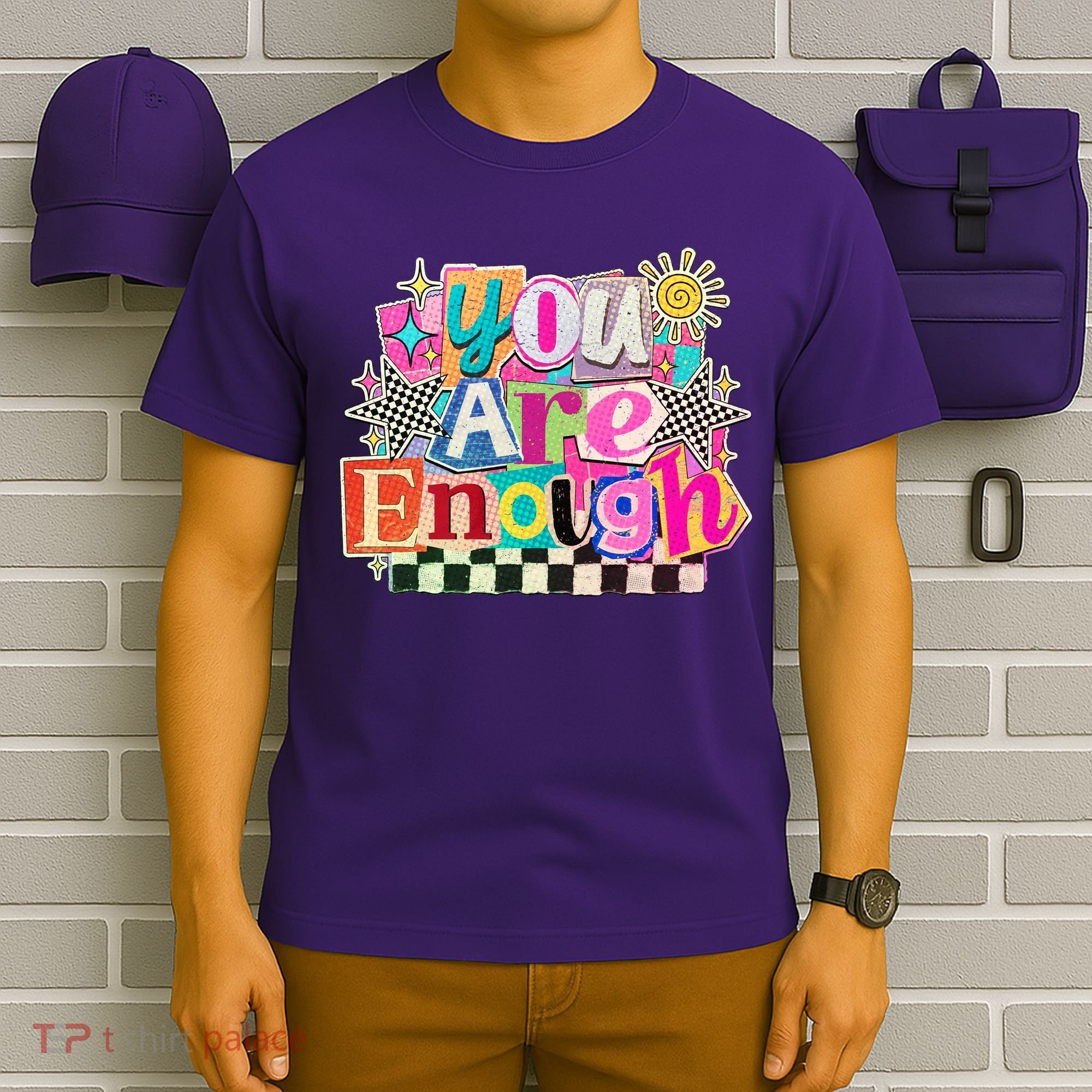 Retro You Are Enough Collage T-Shirt