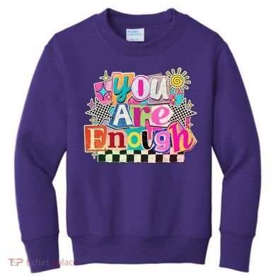 Retro You Are Enough Collage Kids Sweatshirt