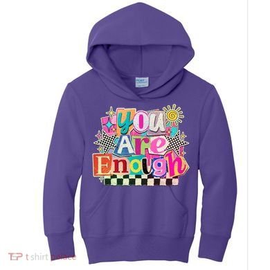 Retro You Are Enough Collage Kids Hoodie