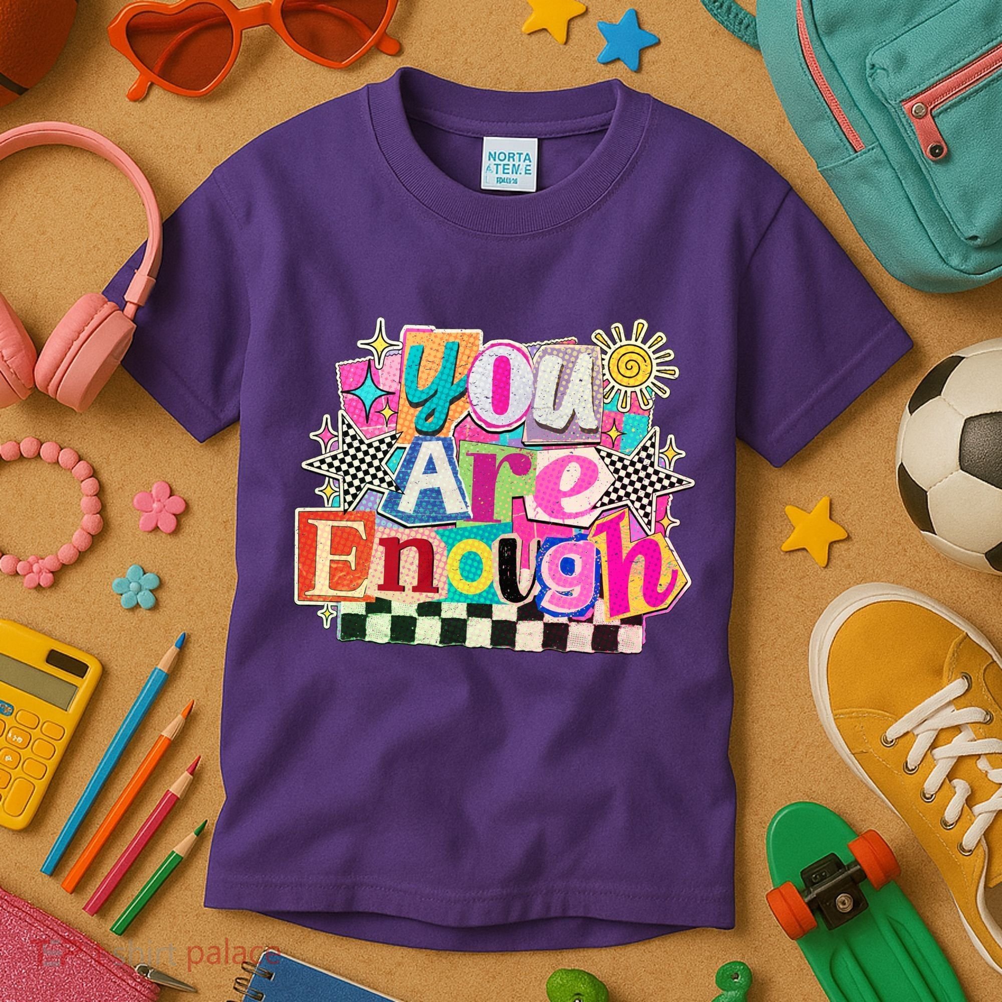 Retro You Are Enough Collage Kids T-Shirt