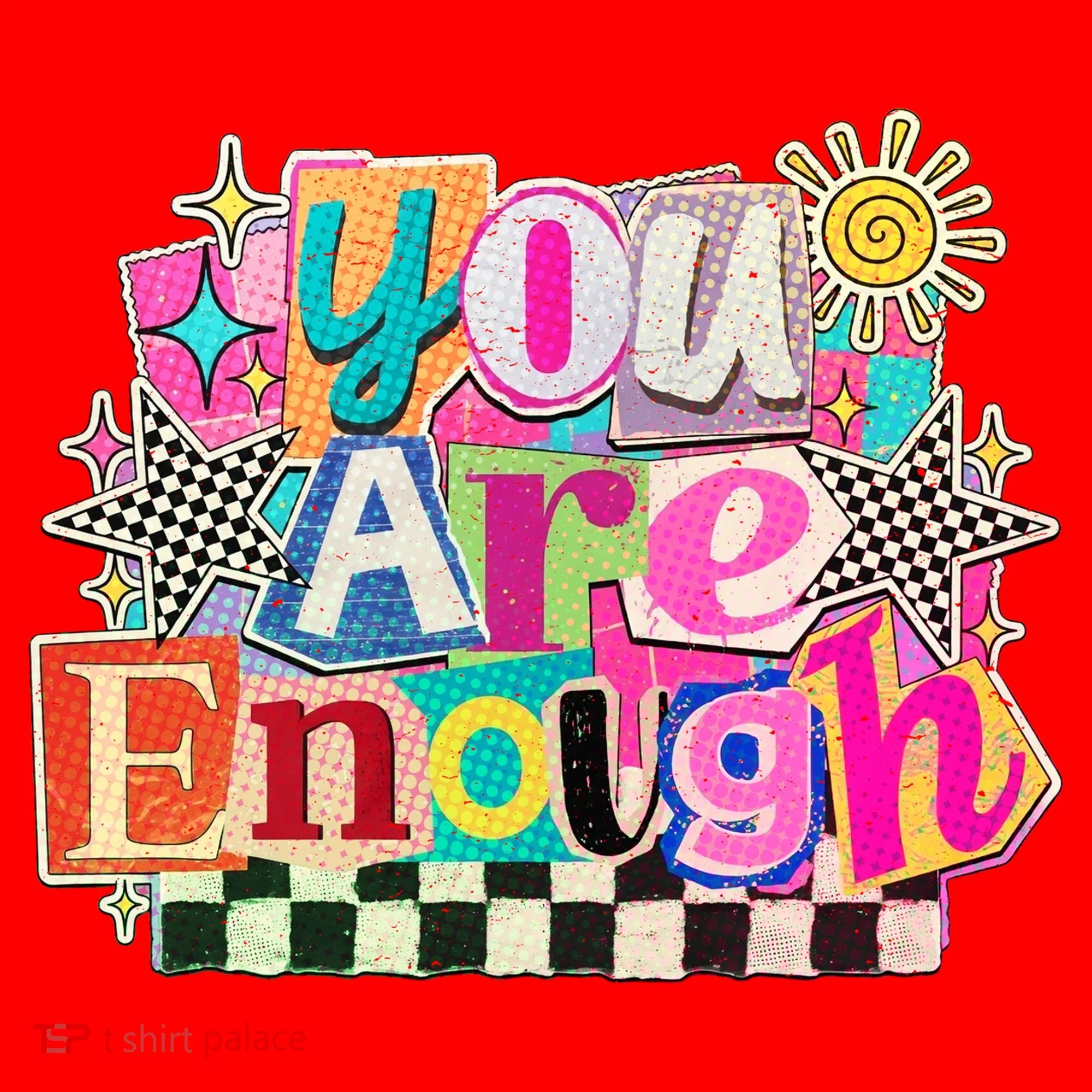 Retro You Are Enough Collage Santa Hat