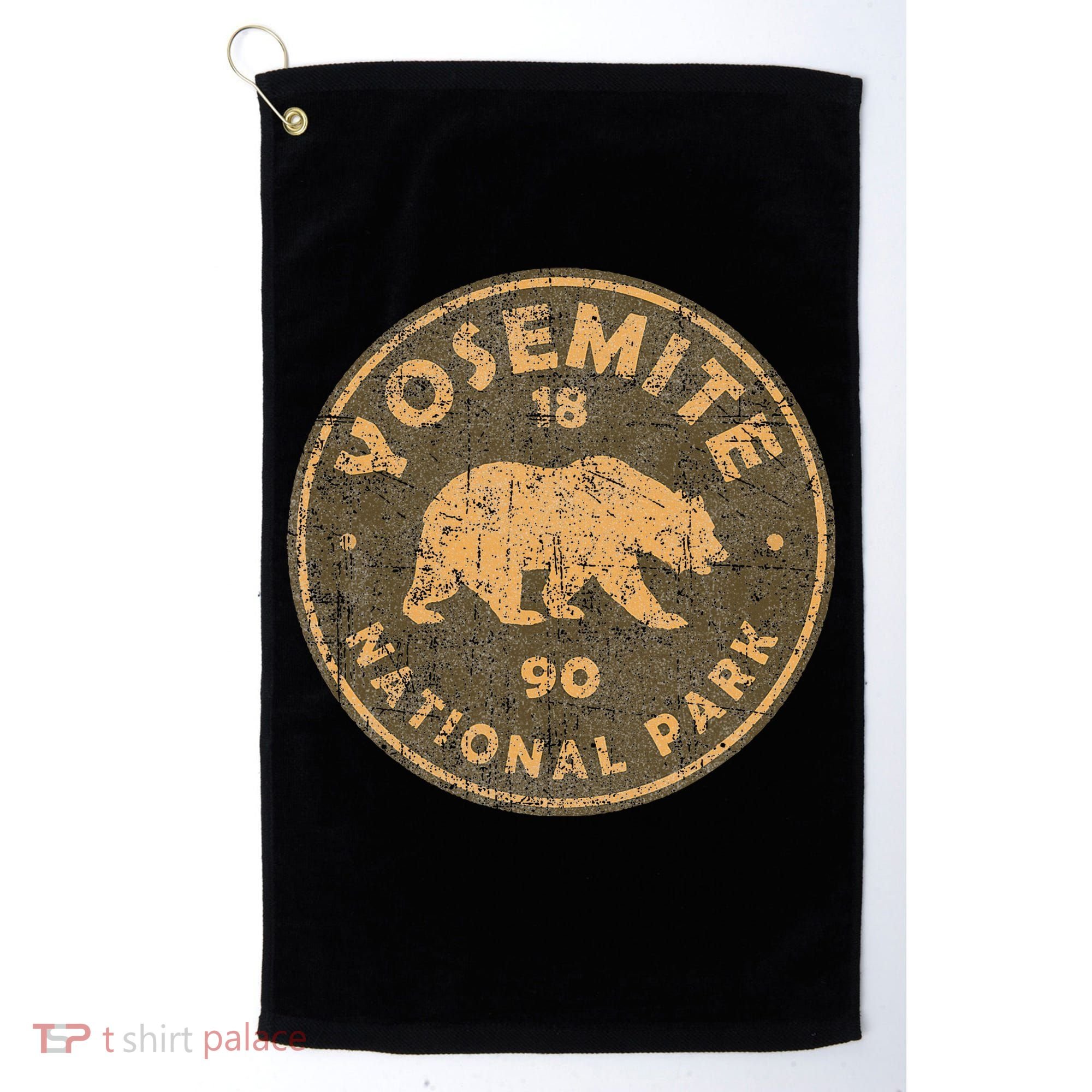 Retro Yosemite California Established 1890 National Park Golf Towel