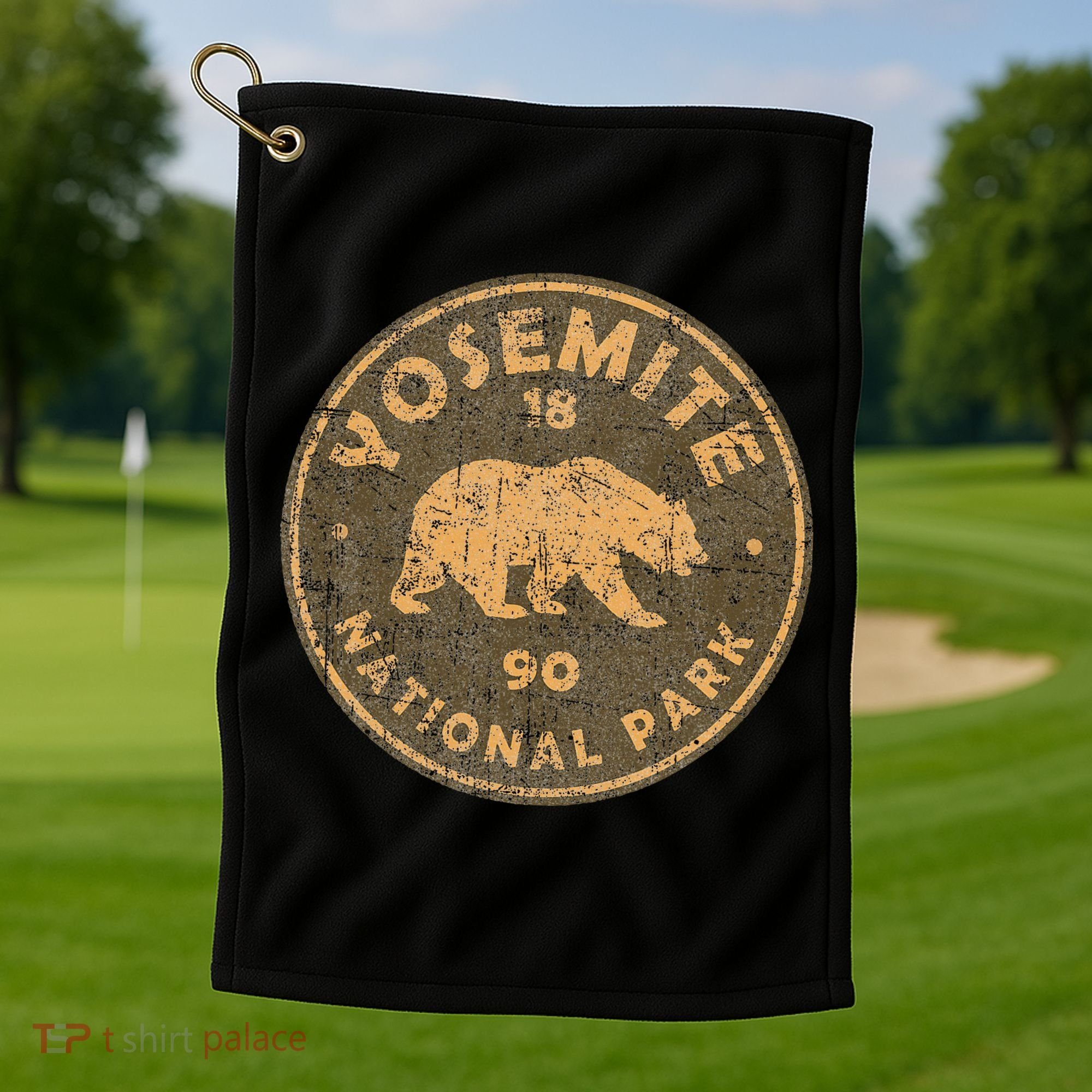 Retro Yosemite California Established 1890 National Park Golf Towel