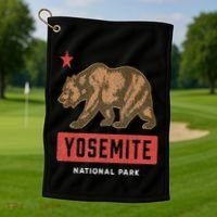 Retro Yosemite California Established 1890 National Park Golf Towel thumb 1