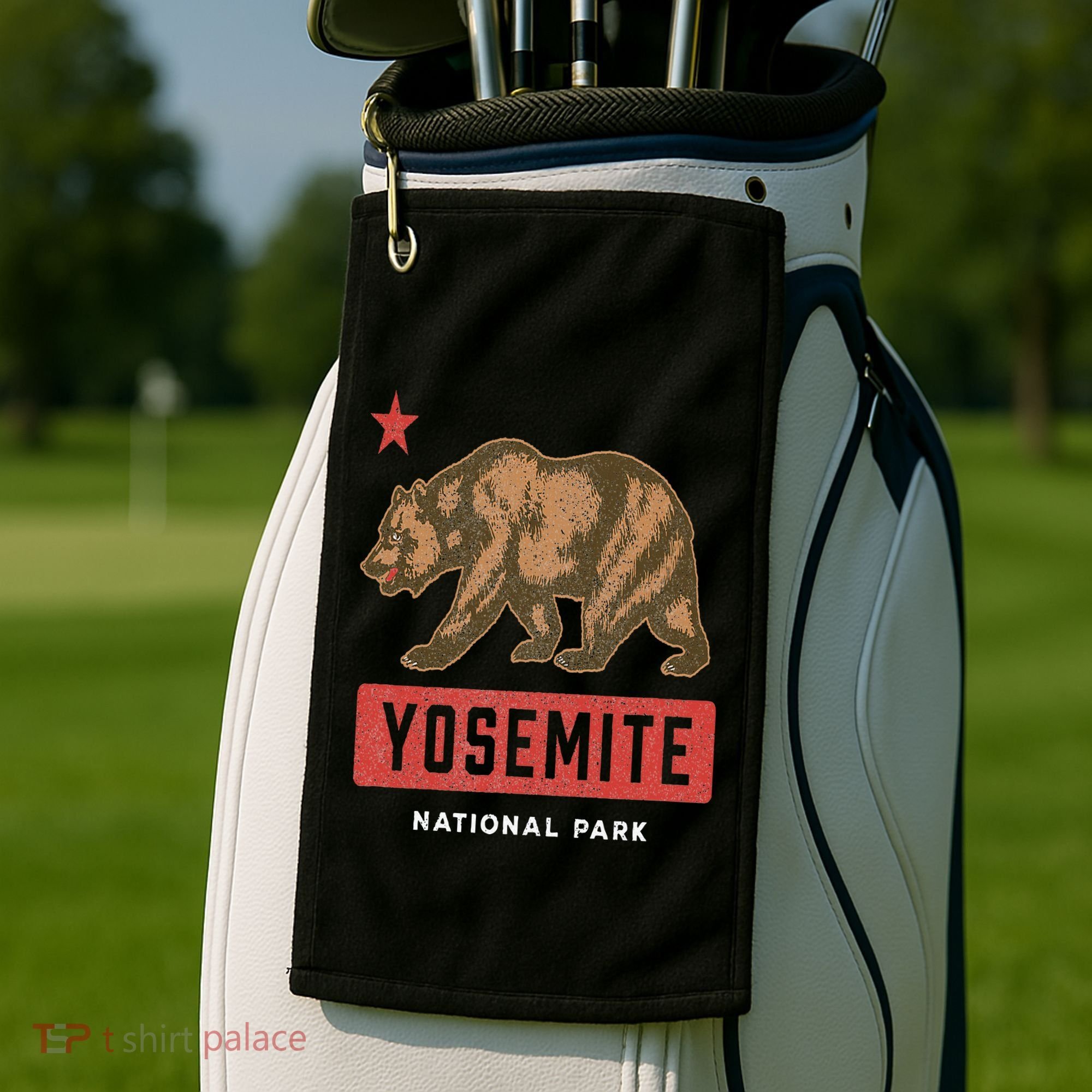 Retro Yosemite California Established 1890 National Park Golf Towel
