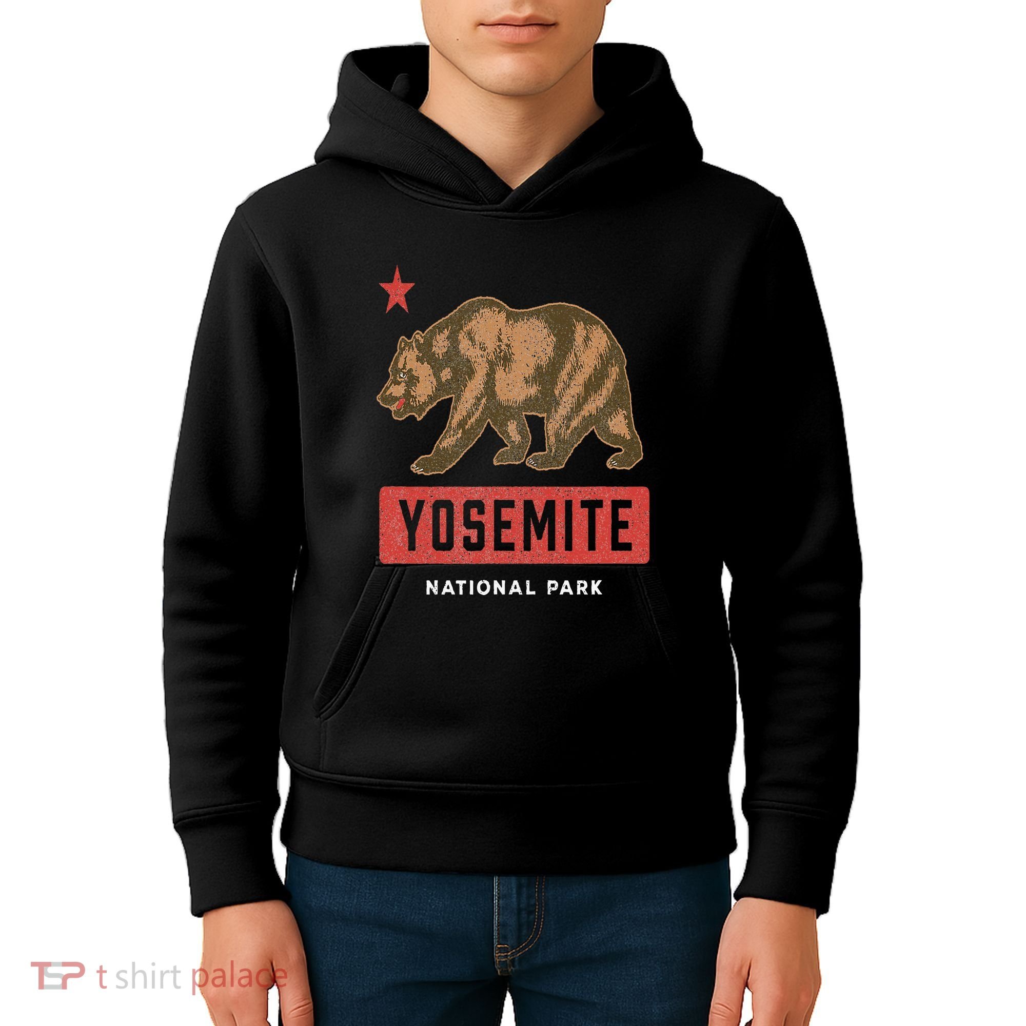 Retro Yosemite California Established 1890 National Park Kids Hoodie