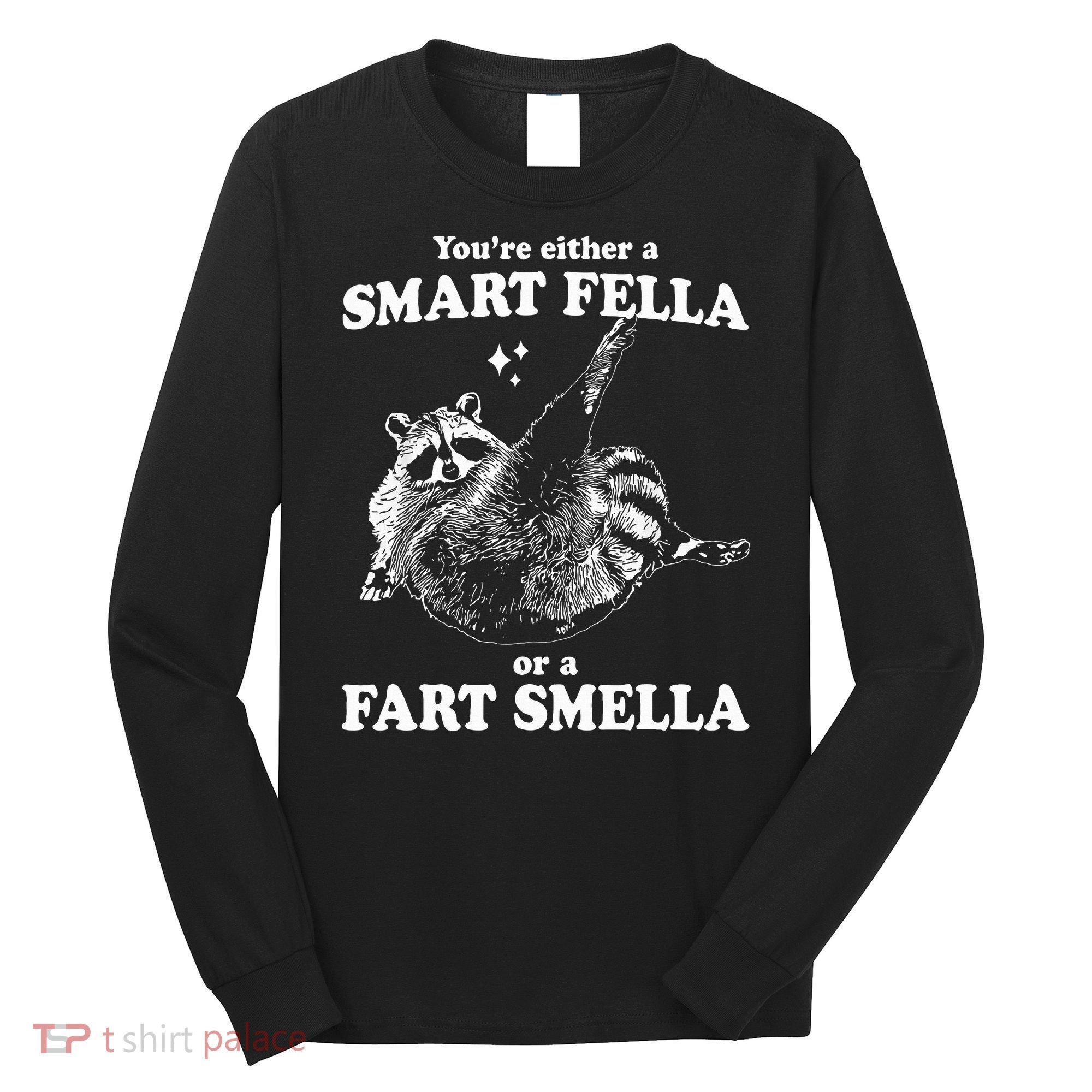 Raccoon YouRe Either A Smart Fella Or A Fart Smella Long Sleeve Shirt