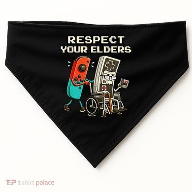 Respect Your Elders Retro Gaming Funny Gamer 80s USA-Made Doggie Bandana