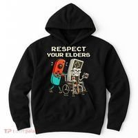 Respect Your Elders Retro Gaming Funny Gamer 80s Hoodie thumb 0