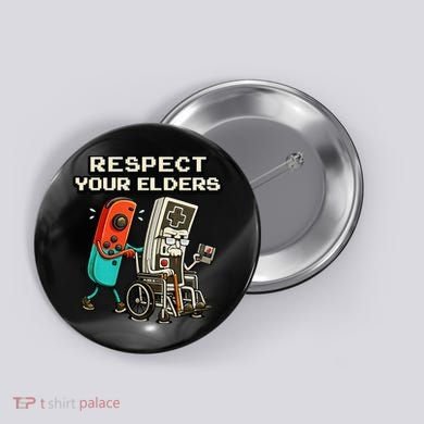 Respect Your Elders Retro Gaming Funny Gamer 80s Button