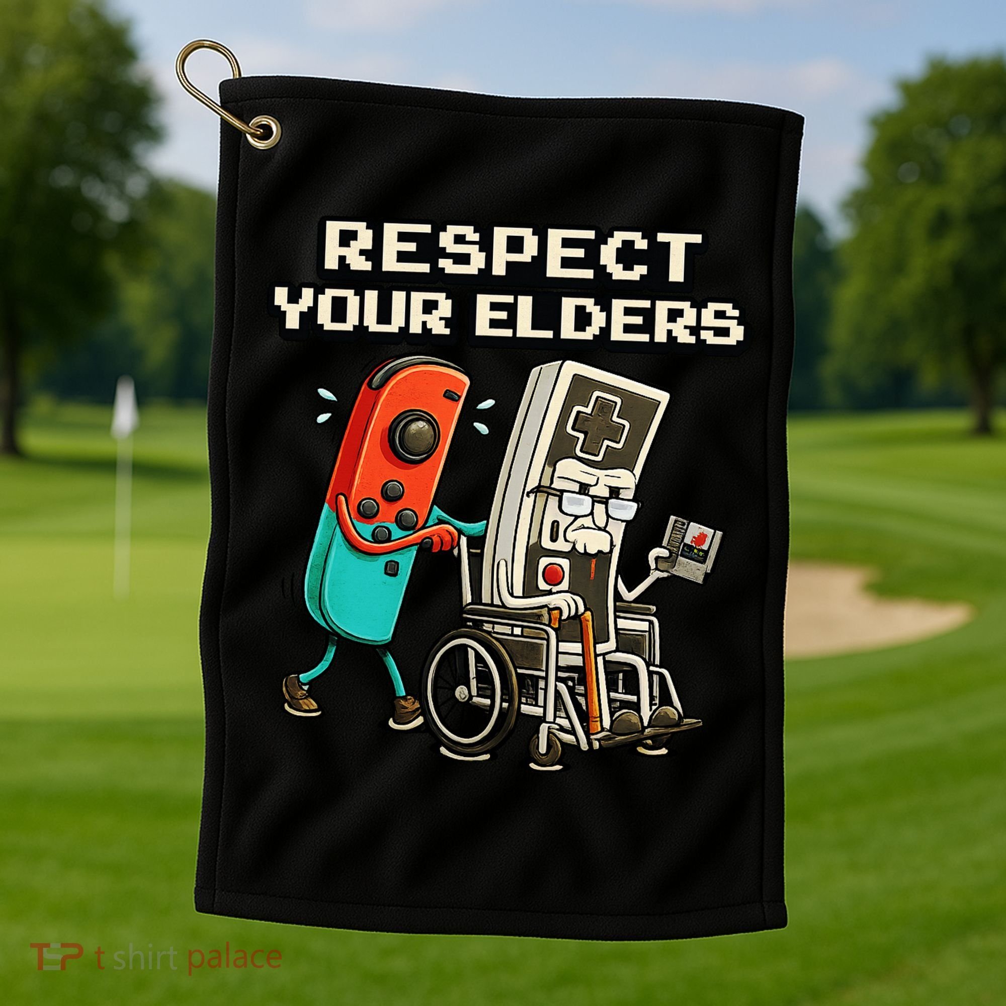 Respect Your Elders Retro Gaming Funny Gamer 80s Golf Towel