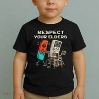 Respect Your Elders Retro Gaming Funny Gamer 80s Toddler T-Shirt thumb 2