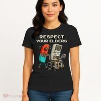 Respect Your Elders Retro Gaming Funny Gamer 80s Women's T-Shirt thumb 4
