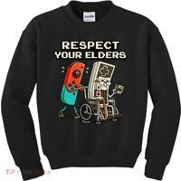Respect Your Elders Retro Gaming Funny Gamer 80s Kids Sweatshirt thumb 0