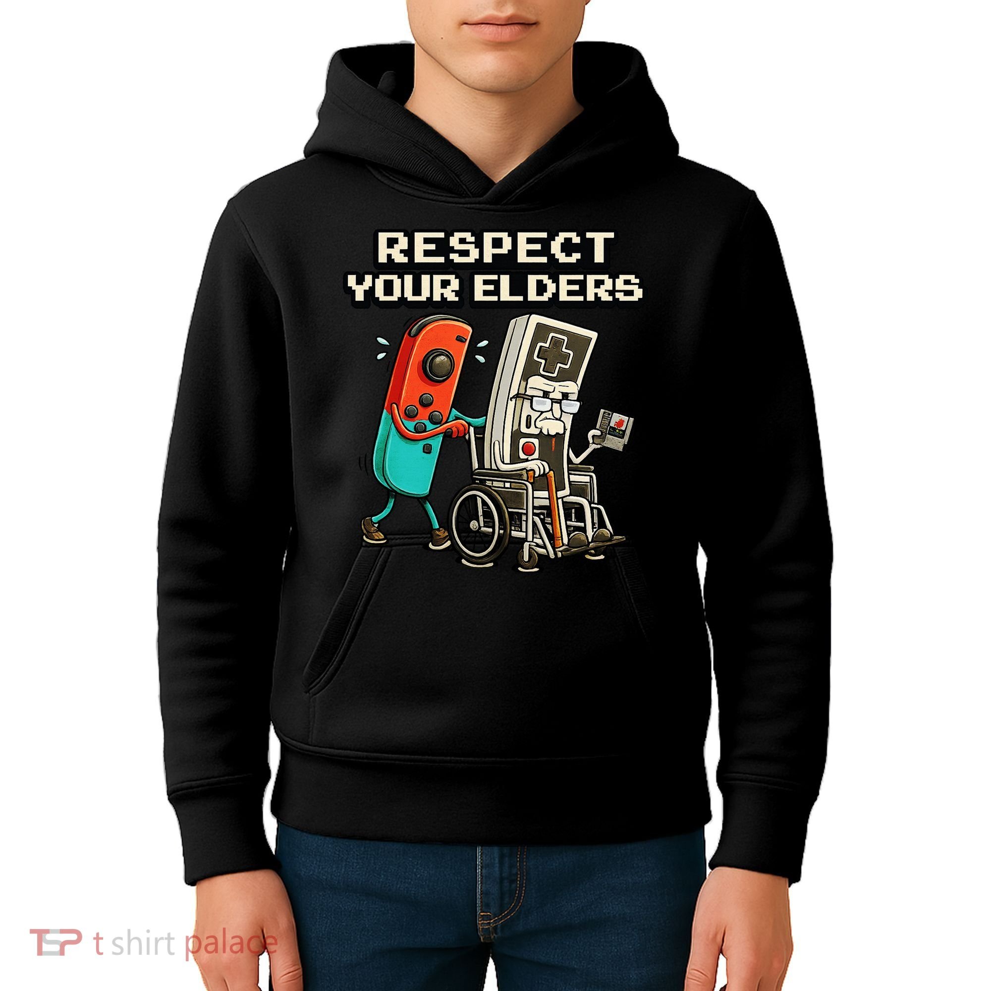 Respect Your Elders Retro Gaming Funny Gamer 80s Kids Hoodie