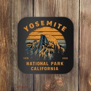 Retro Yosemite Halfdome National Park Vintage Coaster