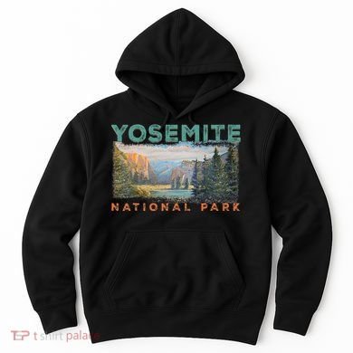 Retro Yosemite Halfdome Park Wyoming Mountain Hiking Hoodie