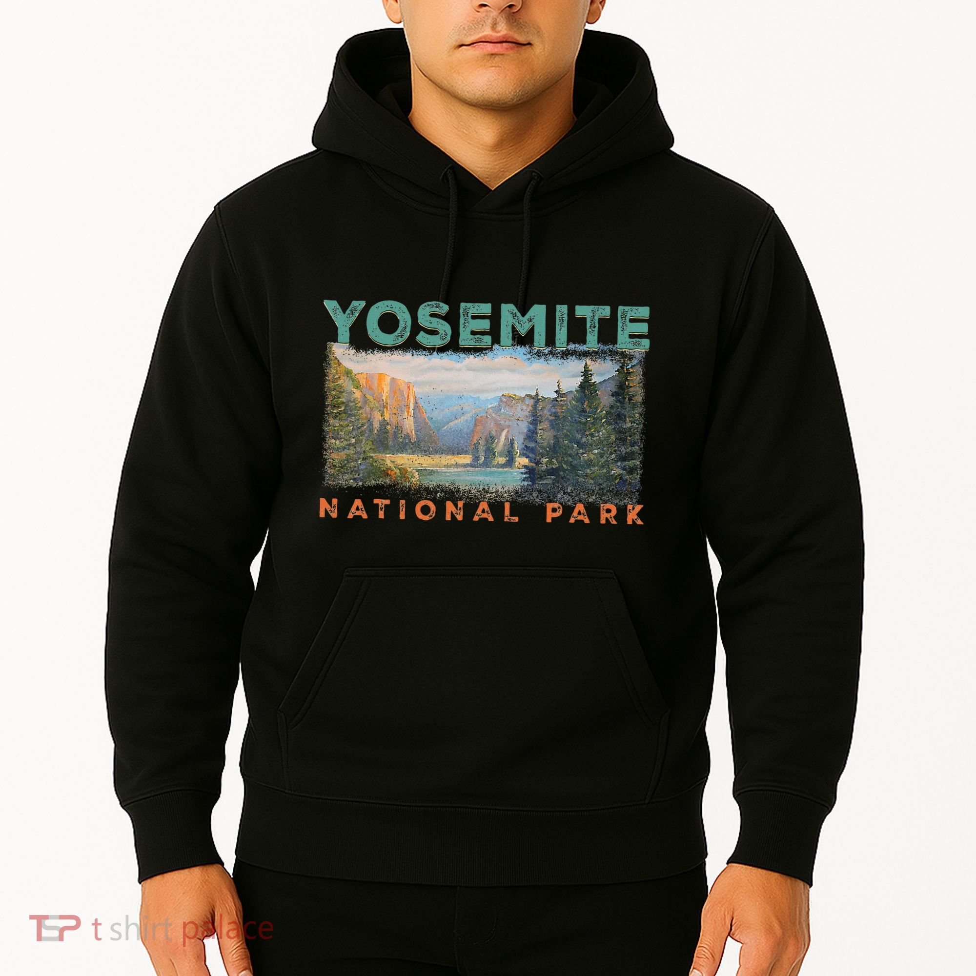 Retro Yosemite Halfdome Park Wyoming Mountain Hiking Hoodie