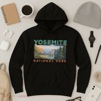 Retro Yosemite Halfdome Park Wyoming Mountain Hiking Hoodie thumb 3