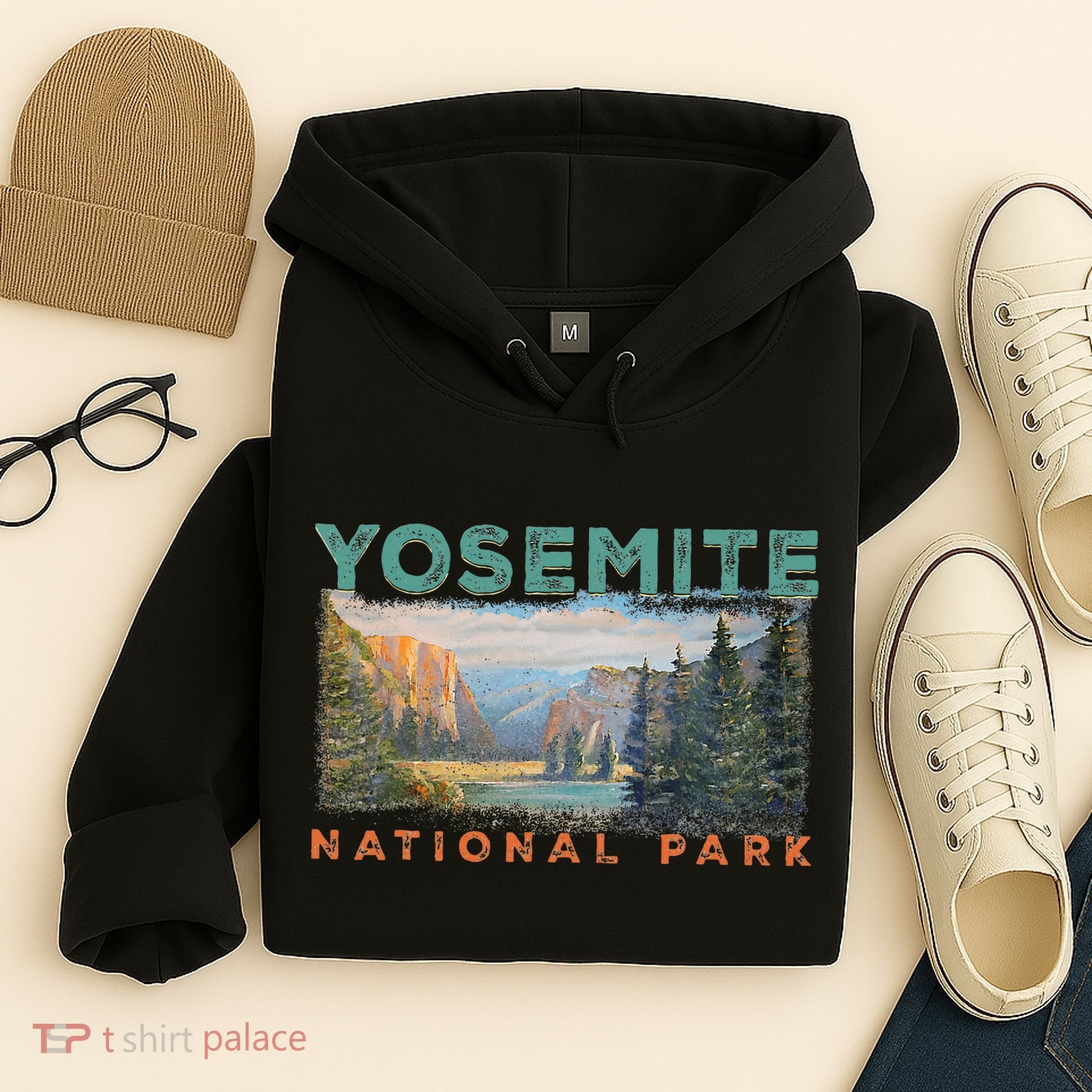 Retro Yosemite Halfdome Park Wyoming Mountain Hiking Hoodie
