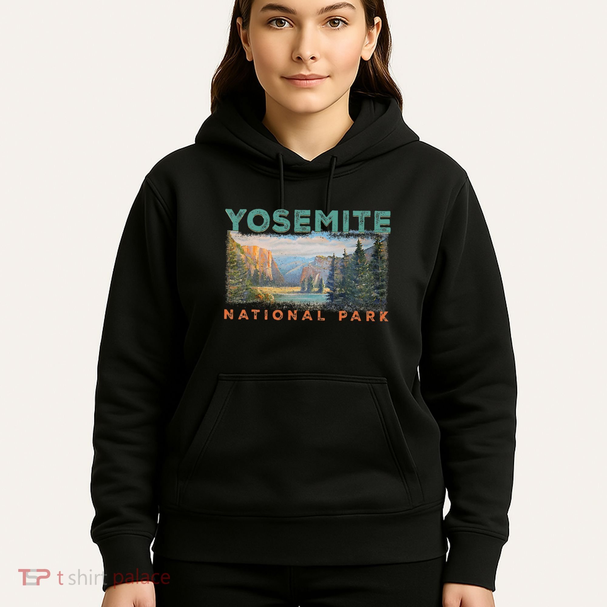 Retro Yosemite Halfdome Park Wyoming Mountain Hiking Hoodie