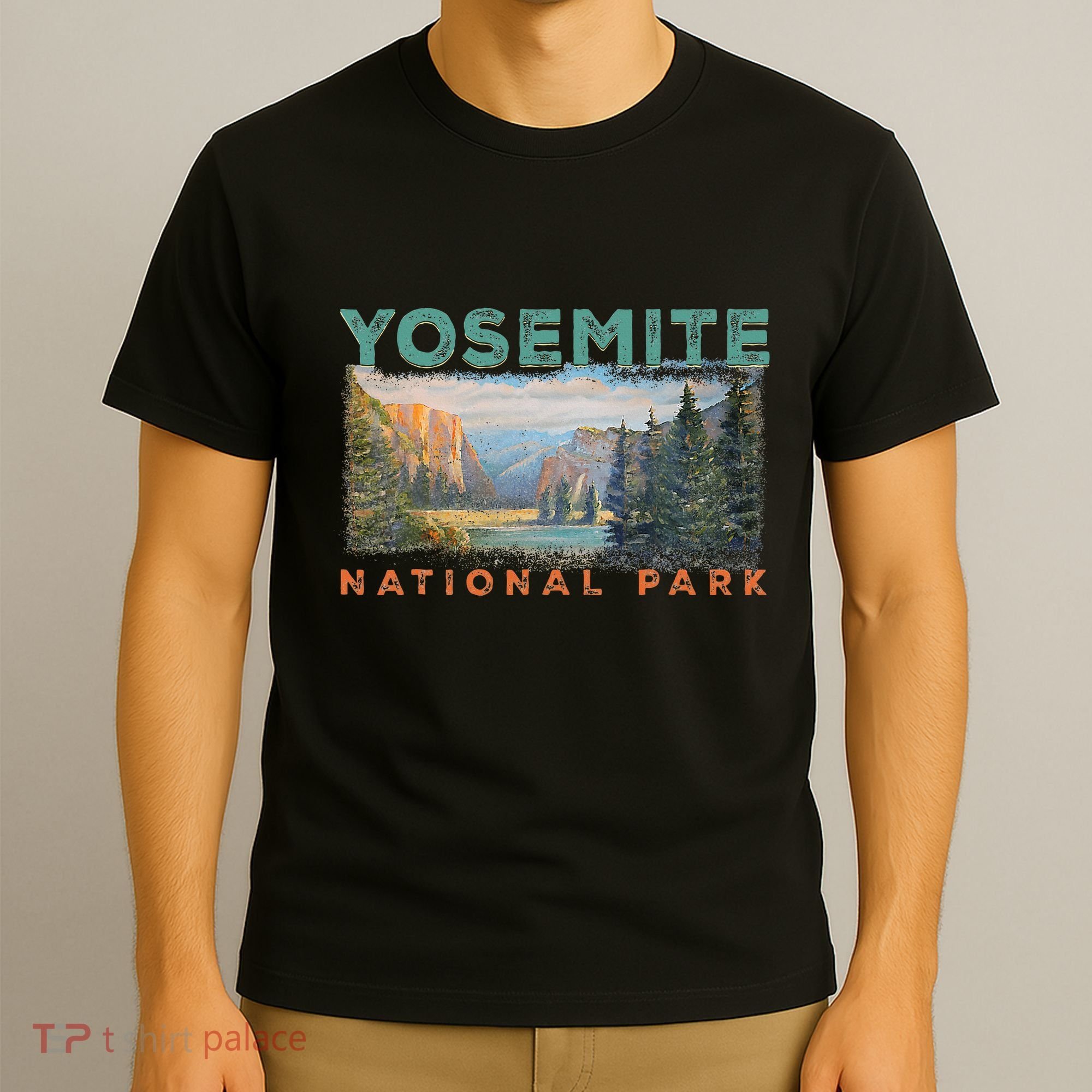 Retro Yosemite Halfdome Park Wyoming Mountain Hiking T-Shirt