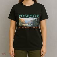 Retro Yosemite Halfdome Park Wyoming Mountain Hiking T-Shirt thumb 4