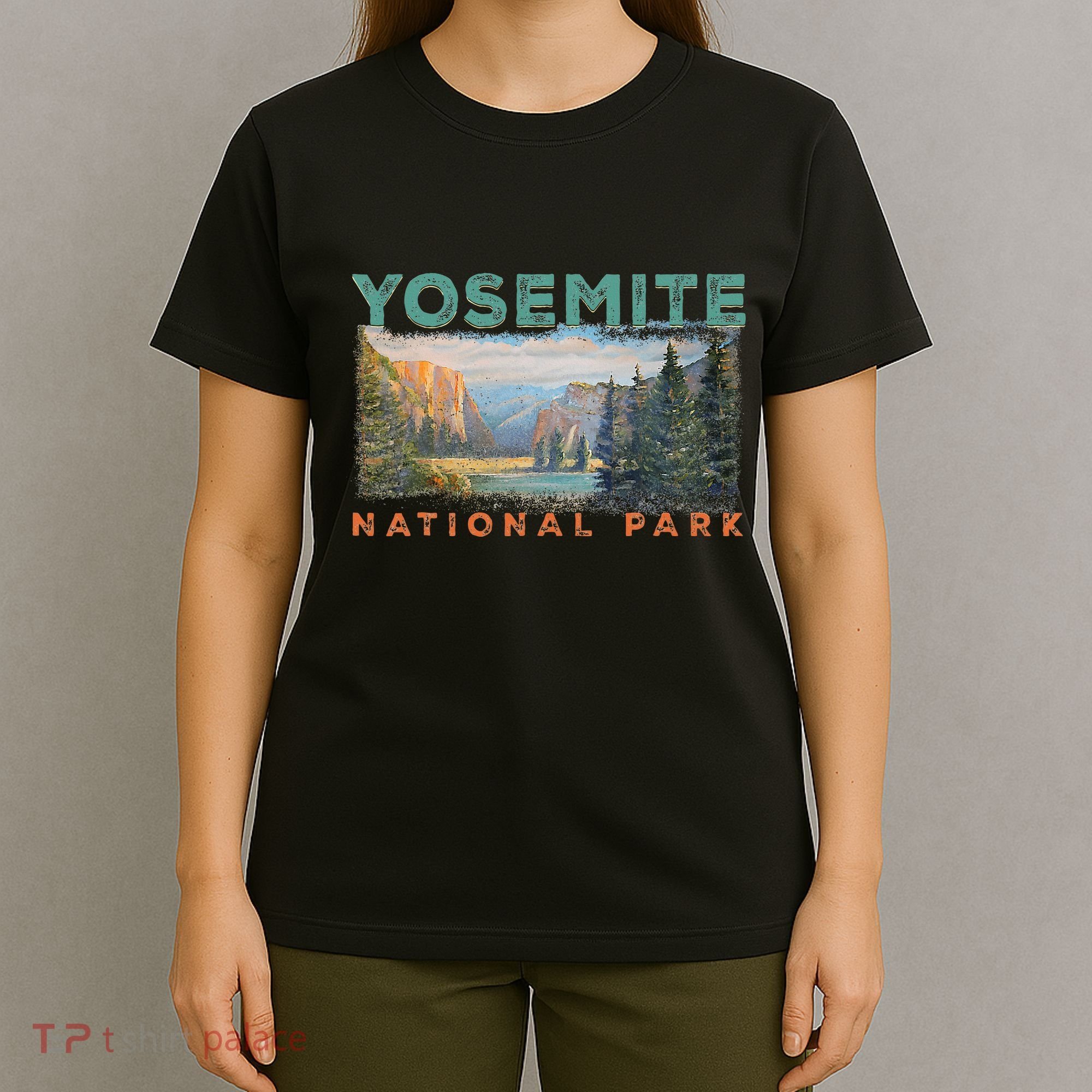 Retro Yosemite Halfdome Park Wyoming Mountain Hiking T-Shirt