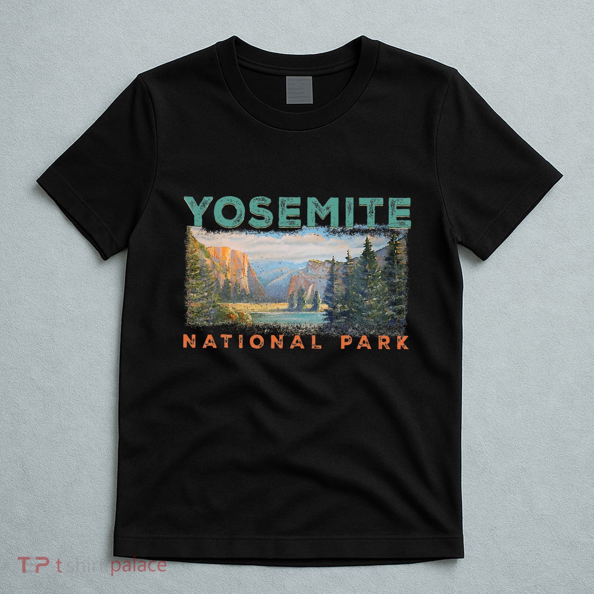 Retro Yosemite Halfdome Park Wyoming Mountain Hiking T-Shirt