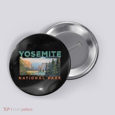 Retro Yosemite Halfdome Park Wyoming Mountain Hiking Button