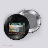 Retro Yosemite Halfdome Park Wyoming Mountain Hiking Button thumb 0
