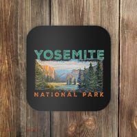 Retro Yosemite Halfdome Park Wyoming Mountain Hiking Coaster thumb 0